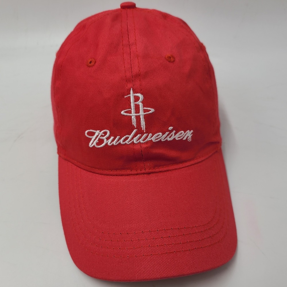 Houston Rockets Hat Adjustable Budweiser Beer Red Men NBA Casual Everyday Wear